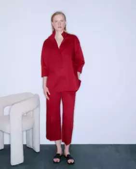 Женские укороченные брюки из поплина Woman Limited El Corte Ingls, красный