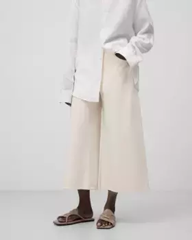 Женские укороченные брюки прямого кроя из хлопкового денима Adolfo Dominguez, цвет Crudo