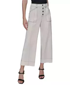 Женские укороченные брюки с декоративной строчкой KARL LAGERFELD PARIS, коричневый/бежевый