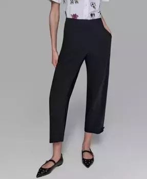 Женские укороченные брюки с поясными шлевками KARL LAGERFELD PARIS, черный