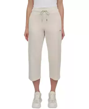 Женские укороченные брюки с шипами и логотипом DKNY, коричневый/бежевый