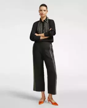 Женские укороченные брюки с вышивкой Elena Mir, черный