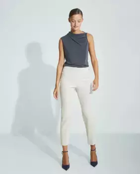 Женские укороченные брюки скинни с пряжкой Trucco, белый