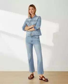 Женские укороченные джинсы-клеш Southern Cotton, цвет Azul Plido