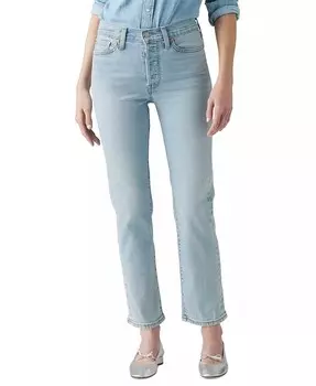 Женские укороченные джинсы прямого кроя с высокой посадкой на танкетке Levi's, синий