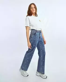 Женские укороченные джинсы с цветочной отделкой Lili Sidonio, синий