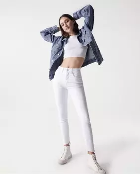 Женские укороченные джинсы скинни Faith с высокой посадкой и пуш-ин Salsa Jeans, белый
