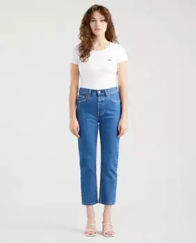 Женские укороченные джинсы средней потертости 501 прямого кроя Levi's, синий