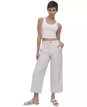 Женские укороченные льняные брюки с широкими штанинами DKNY Jeans, синий