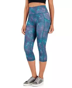 Женские укороченные леггинсы с принтом ID Ideology, синий