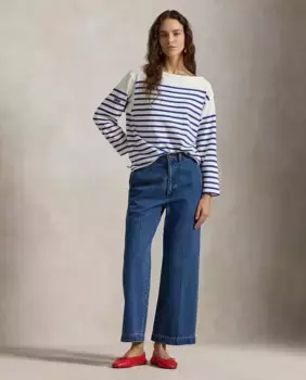 Женские укороченные расклешенные джинсы из хлопка Polo Ralph Lauren, синий