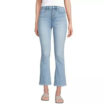 Женские укороченные расклешенные джинсы с высокой посадкой и пуговицами Lands End Recover Lands' End, цвет Arctic Indigo
