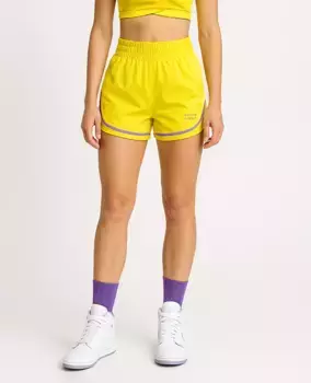 Женские укороченные шорты-бермуды с высокой талией, двухцветные Black Limba, желтый