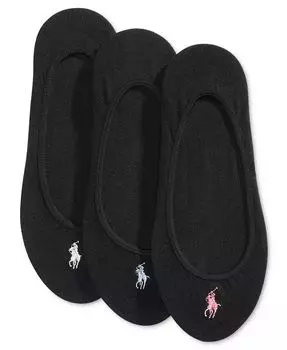 Женские ультра-короткие невидимые носки, 3 шт. в упаковке Polo Ralph Lauren, черный