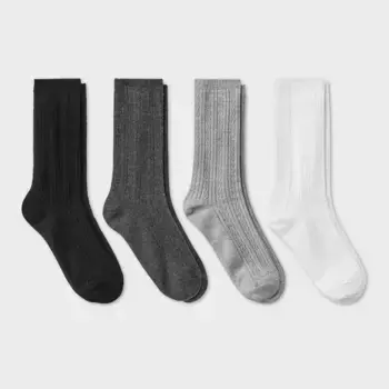 Женские ультрамягкие повседневные носки Cable 4pk Crew Socks - Auden, цвет Black/Heather Gray/White