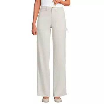 Женские утилитарные брюки чинос с высокой посадкой в ёлочку Lands' End, цвет light stone