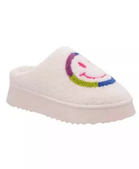 Женские уютные тапочки из овчины без шнуровки на платформе из овчины MIA, белый