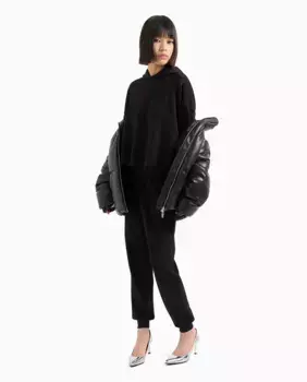Женские узкие брюки-джоггеры с блестящим логотипом Armani Exchange, черный
