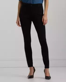 Женские узкие брюки из хлопка с нашивками в конном стиле Lauren Ralph Lauren, черный