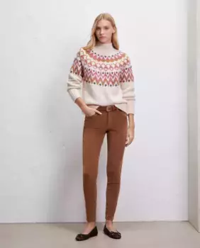 Женские узкие брюки из микровельвета Easy Wear, коричневый