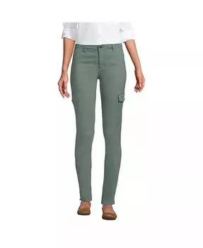 Женские узкие брюки-карго со средней посадкой Lands' End, зеленый