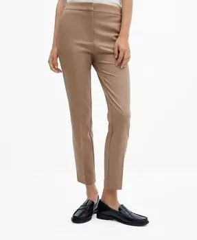 Женские узкие брюки MANGO, коричневый