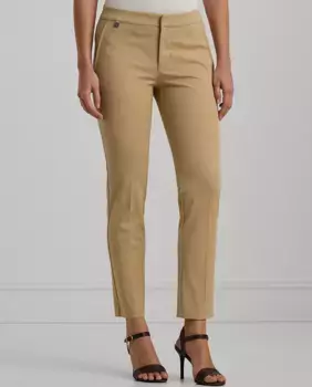 Женские узкие брюки с застежкой спереди Lauren Ralph Lauren, бежевый