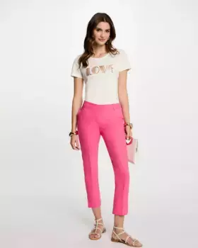 Женские узкие брюки-сигареты со шлевками на талии Morgan, розовый