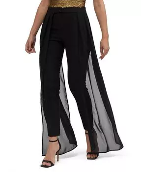 Женские узкие брюки со съемным шифоновым поясом и высокой талией Bebe, черный