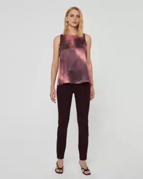 Женские узкие брюки тупого трикотажа с молниями и эластичной резинкой на талии Paz Torras, цвет Granate