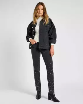 Женские узкие джинсы Rider Jeans средней посадки со стразами Lee, черный