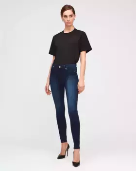 Женские узкие джинсы с высокой посадкой HW Skinny 7 For all mankind, тёмно-синий