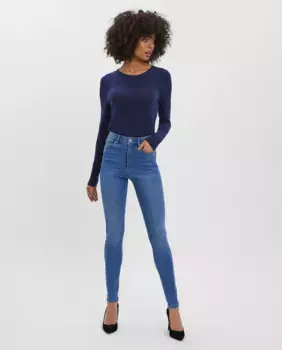 Женские узкие джинсы с высокой талией Vero Moda, синий