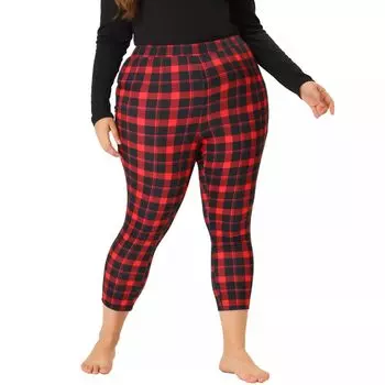 Женские узкие капри в клетку с эластичной резинкой на талии больших размеров для дома Agnes Orinda