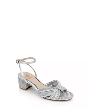 Женские вечерние босоножки на блочном каблуке с узлом Hudson Jewel Badgley Mischka, серый