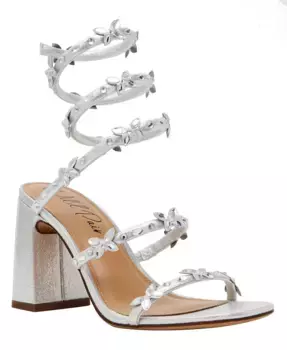 Женские вечерние босоножки на устойчивом каблуке с ремешками Wild Pair, серебряный