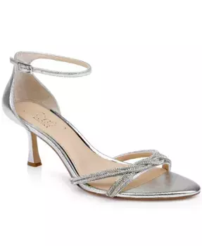 Женские вечерние сандалии Vani с закругленным носком Jewel Badgley Mischka, серый