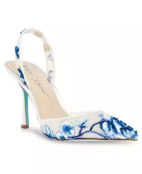 Женские вечерние туфли-лодочки с вышивкой и сетчатыми вставками Betsey Johnson, синий