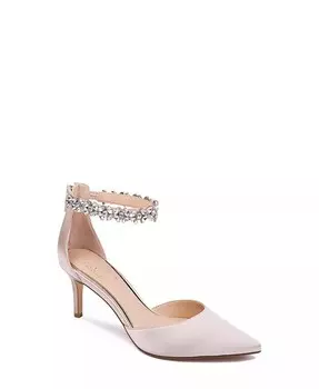 Женские вечерние туфли Raleigh со стразами и ремешком на щиколотке Jewel Badgley Mischka, бежевый