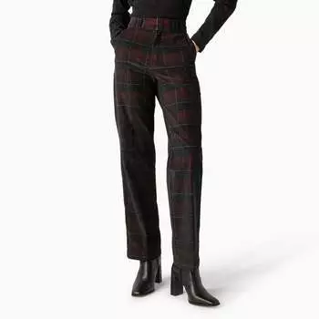 Женские вельветовые брюки Dickies Alma, цвет dark corduroy plaid (ckd)
