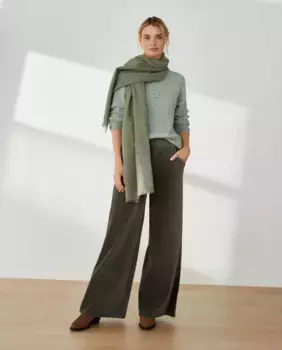 Женские вельветовые брюки палаццо Southern Cotton, хаки