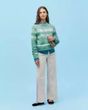 Женские вельветовые брюки с передним карманом и широкими штанинами Green Coast, белый