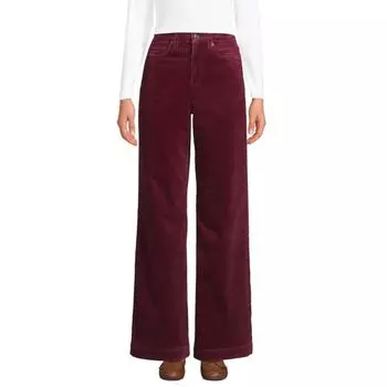 Женские вельветовые брюки с высокой посадкой и широкими штанинами Lands' End, цвет rich burgundy