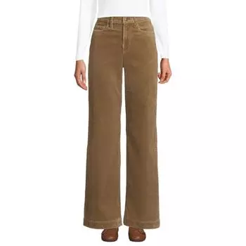 Женские вельветовые брюки с высокой посадкой и широкими штанинами Lands' End, цвет dark toffee