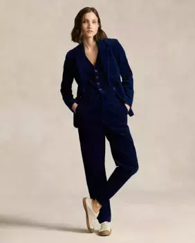 Женские вельветовые брюки с завышенной талией Polo Ralph Lauren, темно-синий