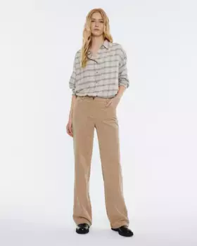 Женские вельветовые брюки широкого кроя с завышенной талией и пятью карманами Andam, бежевый