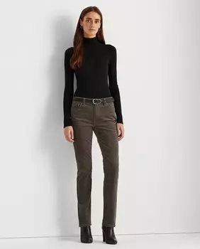 Женские вельветовые узкие брюки Lauren Ralph Lauren, светло-серый