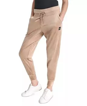 Женские велюровые брюки-джоггеры Platinum Slim-Fit DKNY, коричневый/бежевый