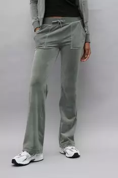 Женские велюровые спортивные брюки прямого кроя Juicy Couture, зеленый