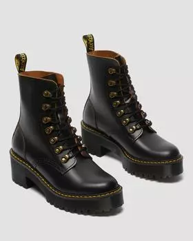 Женские винтажные ботинки Leona на каблуке из гладкой кожи Dr. Martens